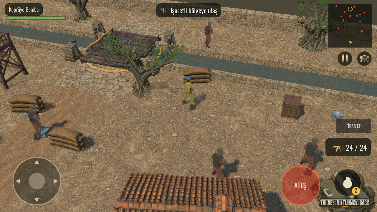 In-game bridge mission with the player, enemies and touch controls